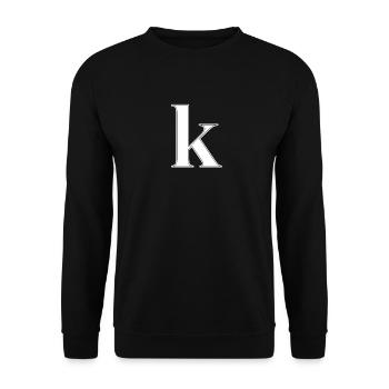 Buchstabe K Letter abc Alphabet Name Geschenkidee - Unisex Pullover - Schwarz - Vorne - Alina (178cm) & Michal (187cm)