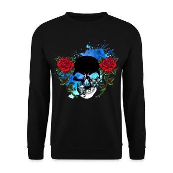 Skull Skull Skull Roses Flowers Splash - Unisex Sweatshirt - black - Front - Alina (178cm) & Michal (187cm)
