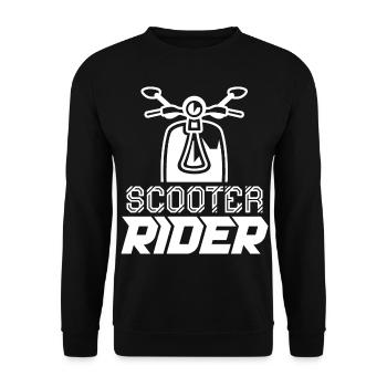 Rollerfahrer Fahren Motorroller Roller Moped - Unisex Pullover - Schwarz - Vorne - Alina (178cm) & Michal (187cm)