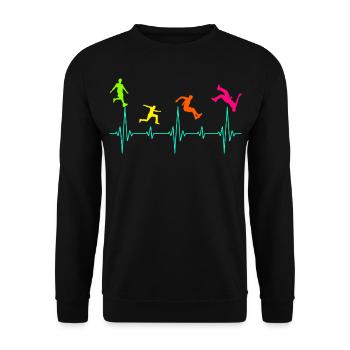 Parkour Free Running Runner Traceur Heartbeat - Unisex Sweatshirt - black - Front - Alina (178cm) & Michal (187cm)