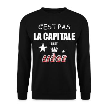 C'est Pas La Capitale C'est Liège - Sweat-shirt Unisexe - noir - Devant - Alina (178cm) & Michal (187cm)