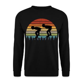 Speed Skating Ice Skater Skate Race Vintage Retro - Unisex Sweatshirt - black - Front - Alina (178cm) & Michal (187cm)