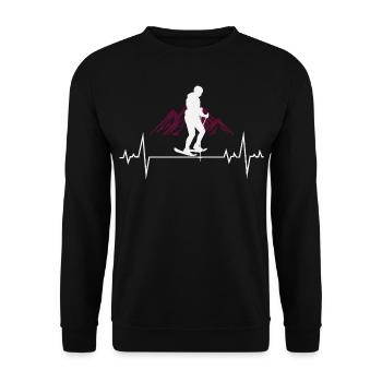 Schneeschuhwanderer Wandern Winter Schneeschuhwandern Herzschlag - Unisex Pullover - Schwarz - Vorne - Alina (178cm) & Michal (187cm)
