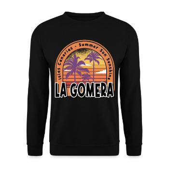 La Gomera Sommer Sonne Strand Meer Palmen - Unisex Pullover - Schwarz - Vorne - Alina (178cm) & Michal (187cm)