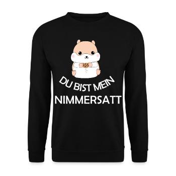 Nimmersatt - Unisex Pullover - Schwarz - Vorne - Alina (178cm) & Michal (187cm)
