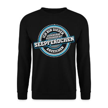 Seepferdchen Kinder schwimmen Abzeichen - Unisex Pullover - Schwarz - Vorne - Alina (178cm) & Michal (187cm)