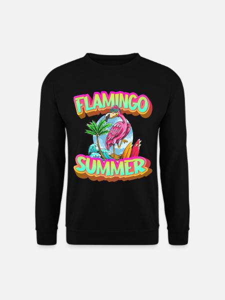 Flamingo Summer Sun Holiday Beach Sea Palm Trees - Unisex Sweatshirt - black