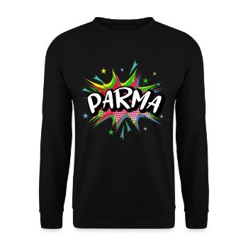 Parma Italien Stadt Pop Art Comic Kunst Skyline - Unisex Pullover - Schwarz - Vorne - Alina (178cm) & Michal (187cm)