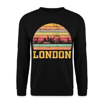 London Skyline Retro Vintage Geschenk - Unisex Pullover - Schwarz - Vorne - Alina (178cm) & Michal (187cm)