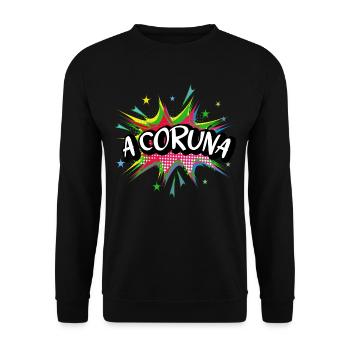 A Coruna Spain City Pop Art Comic Art - Unisex Sweatshirt - black - Front - Alina (178cm) & Michal (187cm)