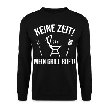 Grillen Grill Witziger Spruch - Unisex Pullover - Schwarz - Vorne - Alina (178cm) & Michal (187cm)