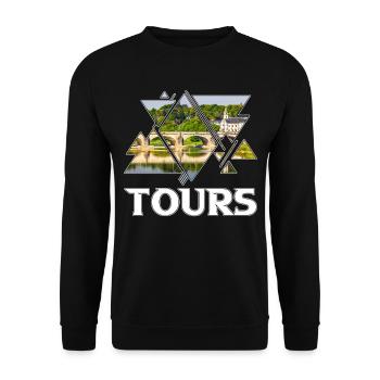 Tours France City Skyline Accueil Amour - Sweat-shirt Unisexe - noir - Devant - Alina (178cm) & Michal (187cm)