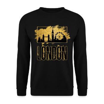 Londres Angleterre UK City Skyline Home Love Gold - Sweat-shirt Unisexe - noir - Devant - Alina (178cm) & Michal (187cm)