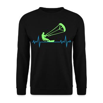 Kitesurfing Kiteboarding Kitesurf Heartbeat Pulse - Unisex Sweatshirt - black - Front - Alina (178cm) & Michal (187cm)