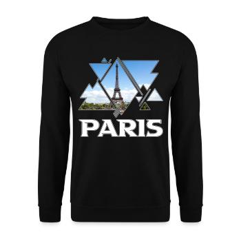 Paris France City Skyline Tour Eiffel Vacances - Sweat-shirt Unisexe - noir - Devant - Alina (178cm) & Michal (187cm)