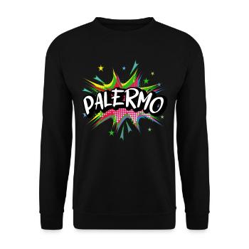Palermo Italy City Pop Art Comic Art Skyline - Unisex Sweatshirt - black - Front - Alina (178cm) & Michal (187cm)