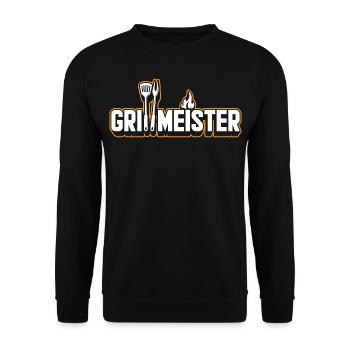 Grillmeister das coole Outfit für die Arbeit - Unisex Pullover - Schwarz - Vorne - Alina (178cm) & Michal (187cm)