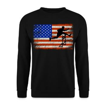 American Flag Hurdles Hurdling Hurdler Patriotic - Unisex Sweatshirt - black - Front - Alina (178cm) & Michal (187cm)