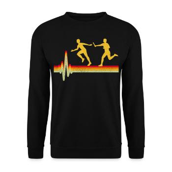Relay race run athlete track & field heartbeat - Unisex Sweatshirt - black - Front - Alina (178cm) & Michal (187cm)