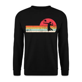 Beachvolleyball Vintage Retro - Unisex Pullover - Schwarz - Vorne - Alina (178cm) & Michal (187cm)