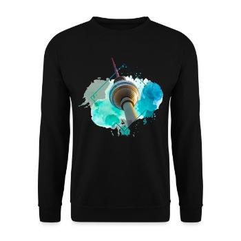 Berlin Allemagne City Skyline Splash Coloré - Sweat-shirt Unisexe - noir - Devant - Alina (178cm) & Michal (187cm)