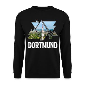 Dortmund Deutschland Stadt Skyline Heimat Liebe - Unisex Pullover - Schwarz - Vorne - Alina (178cm) & Michal (187cm)