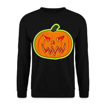 Creepy Pumpkin Face Lantern Costume Gift - Unisex Sweatshirt - black - Front - Alina (178cm) & Michal (187cm)