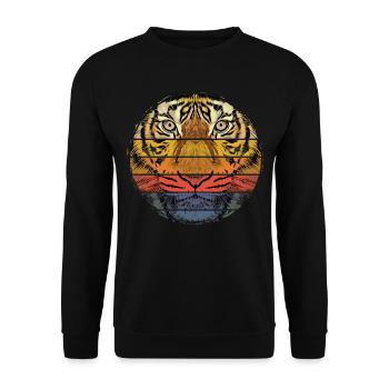 Tiger Animal Predator Wild Wilderness Vintage Retro - Unisex Sweatshirt - black - Front - Alina (178cm) & Michal (187cm)