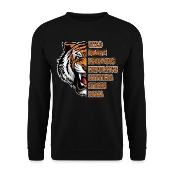 Tigre Animal Prédateur Sauvage Brave Rebelle Fort - Sweat-shirt Unisexe - noir - Devant - Alina (178cm) & Michal (187cm)