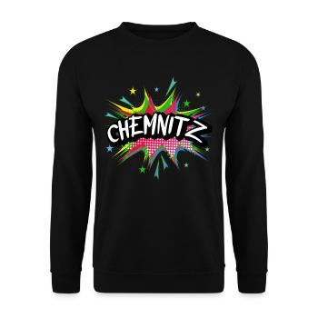 Chemnitz Germany City Pop Art Comic Art - Unisex Sweatshirt - black - Front - Alina (178cm) & Michal (187cm)