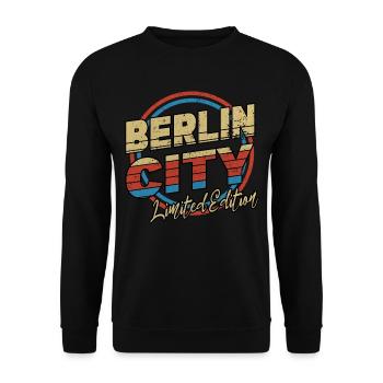 Berlin Germany City Font 80s Style - Unisex Sweatshirt - black - Front - Alina (178cm) & Michal (187cm)