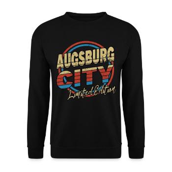 Augsburg Germany City Font 80s Style - Unisex Sweatshirt - black - Front - Alina (178cm) & Michal (187cm)