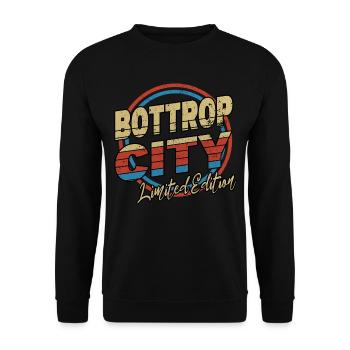 Bottrop Germany City Font 80s Style - Unisex Sweatshirt - black - Front - Alina (178cm) & Michal (187cm)