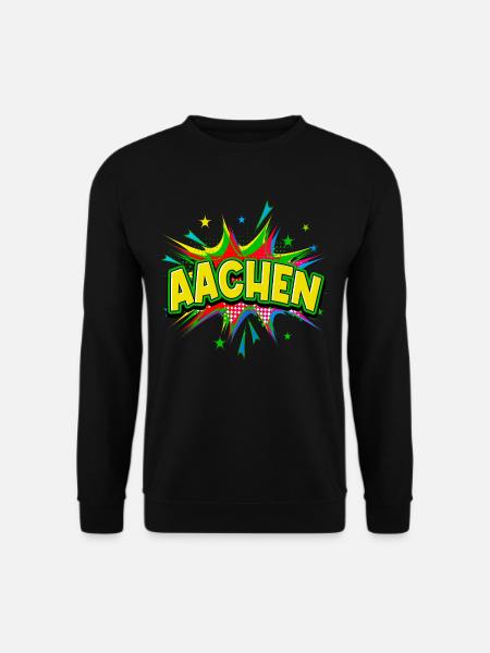 Aachen Deutschland Stadt Pop Art Comic Kunst - Unisex Pullover - Schwarz