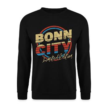 Bonn Germany City Font 80s style - Unisex Sweatshirt - black - Front - Alina (178cm) & Michal (187cm)