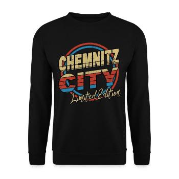 Chemnitz Germany City Font 80s style - Unisex Sweatshirt - black - Front - Alina (178cm) & Michal (187cm)