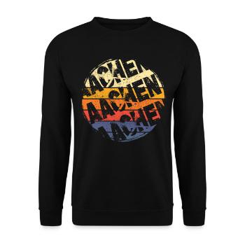 Aachen Germany City Vintage Retro Skyline - Unisex Sweatshirt - black - Front - Alina (178cm) & Michal (187cm)