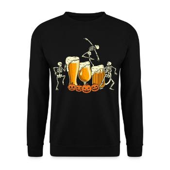 Halloween Beer Skeleton Party Halloween Party - Sweat-shirt Unisexe - noir - Devant - Alina (178cm) & Michal (187cm)