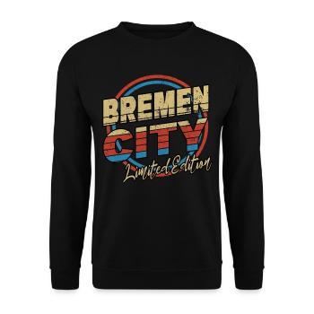 Bremen Germany City Font 80s Style - Unisex Sweatshirt - black - Front - Alina (178cm) & Michal (187cm)