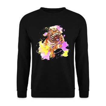 Tiger Splash Grunge Colorful Animal Predator Art - Sweat-shirt Unisexe - noir - Devant - Alina (178cm) & Michal (187cm)