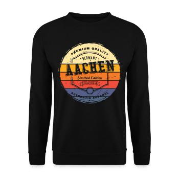 Aachen Germany City Vintage Retro Skyline - Unisex Sweatshirt - black - Front - Alina (178cm) & Michal (187cm)