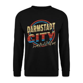 Darmstadt Germany City Font 80s style - Unisex Sweatshirt - black - Front - Alina (178cm) & Michal (187cm)
