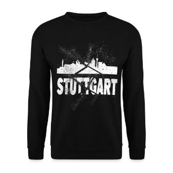 Stuttgart Germany City Skyline Font Grunge - Unisex Sweatshirt - black - Front - Alina (178cm) & Michal (187cm)