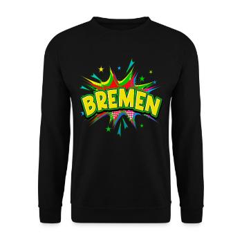 Brême, Allemagne, Ville, Pop Art, Bande dessinée - Sweat-shirt Unisexe - noir - Devant - Alina (178cm) & Michal (187cm)