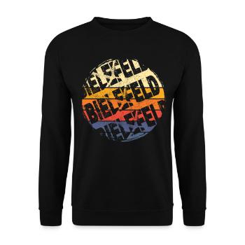 Bielefeld Deutschland Stadt Vintage Retro Skyline - Unisex Pullover - Schwarz - Vorne - Alina (178cm) & Michal (187cm)