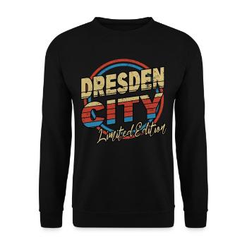 Dresden Germany City Font 80s style - Unisex Sweatshirt - black - Front - Alina (178cm) & Michal (187cm)