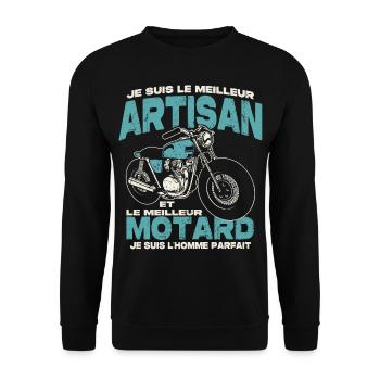 Le meilleur artisan et le meilleur motard - Sweat-shirt Unisexe - noir - Devant - Alina (178cm) & Michal (187cm)