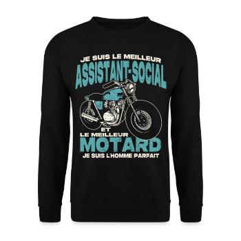 Le meilleur assistant-social et le meilleur motard - Sweat-shirt Unisexe - noir - Devant - Alina (178cm) & Michal (187cm)
