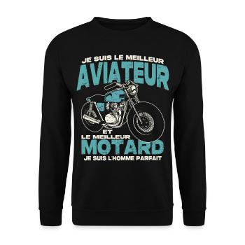 Le meilleur aviateur et le meilleur motard - Sweat-shirt Unisexe - noir - Devant - Alina (178cm) & Michal (187cm)
