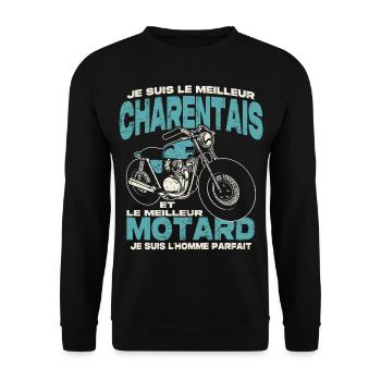 Le meilleur charentais et le meilleur motard - Sweat-shirt Unisexe - noir - Devant - Alina (178cm) & Michal (187cm)